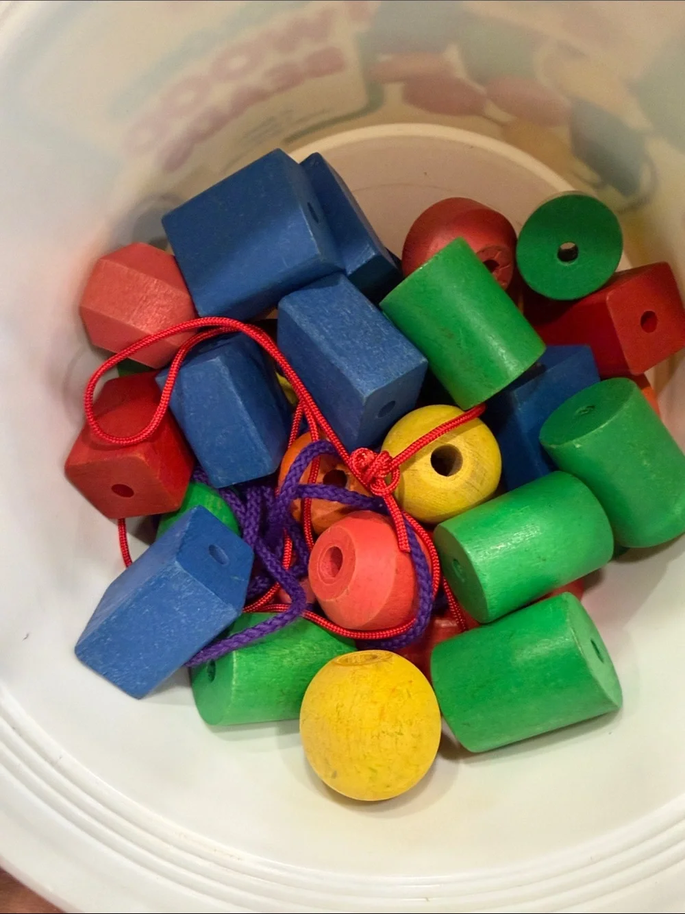 Vintage Connor Colored Wood Beads Tub - Multicolor